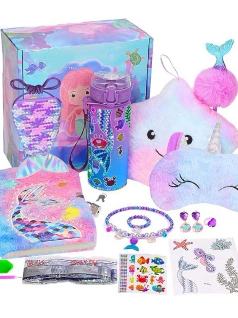 Kids Plush Mermaid Gift Set - Purple & Pink